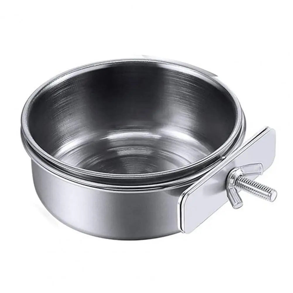 Heavy-Duty Stainless Steel Cage-Mount Pet Bowl