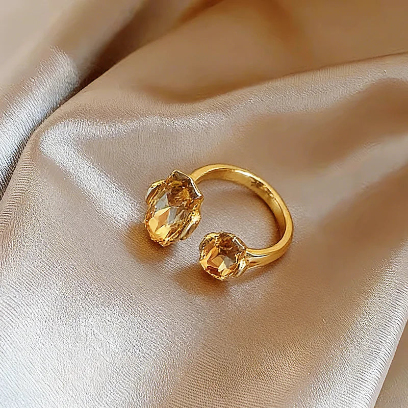Trendy Gold Plated Wedding Ring with Geometric Design