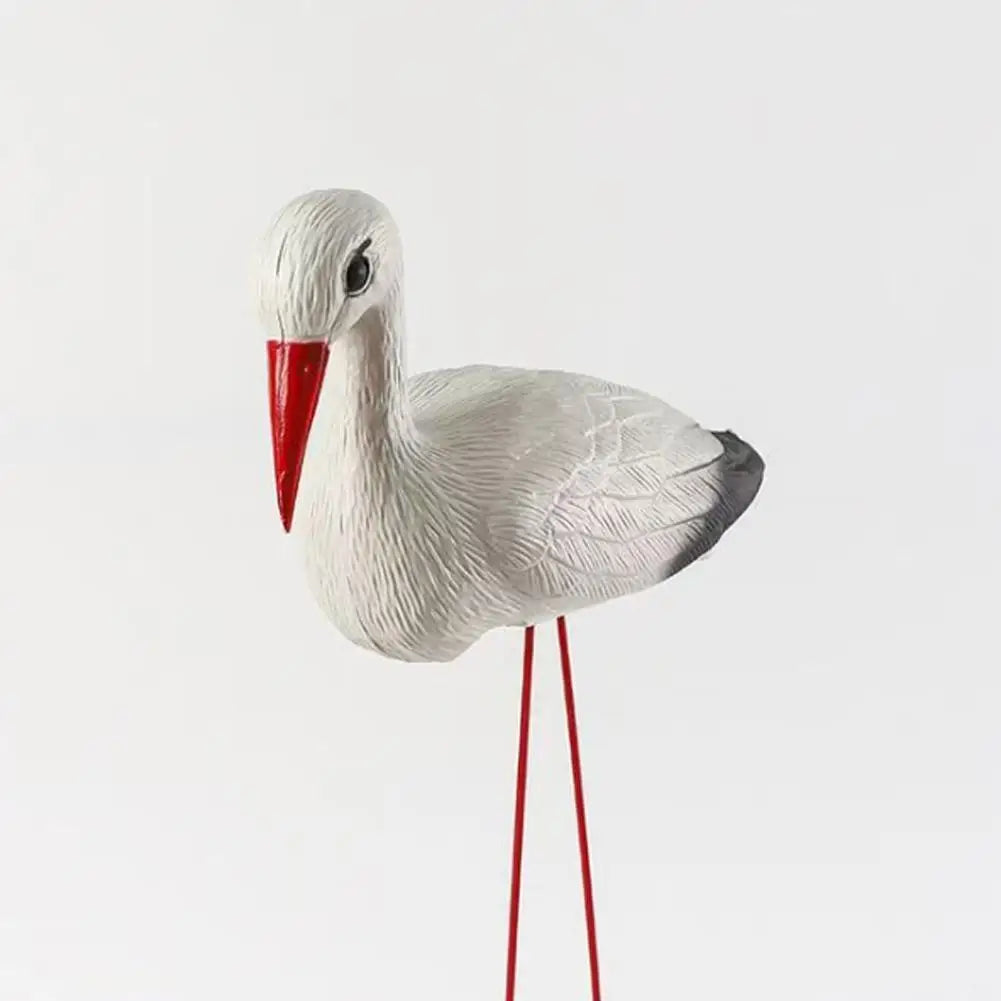 White Stork Garden Decor, Resin Crane Sculpture for Outdoor Use