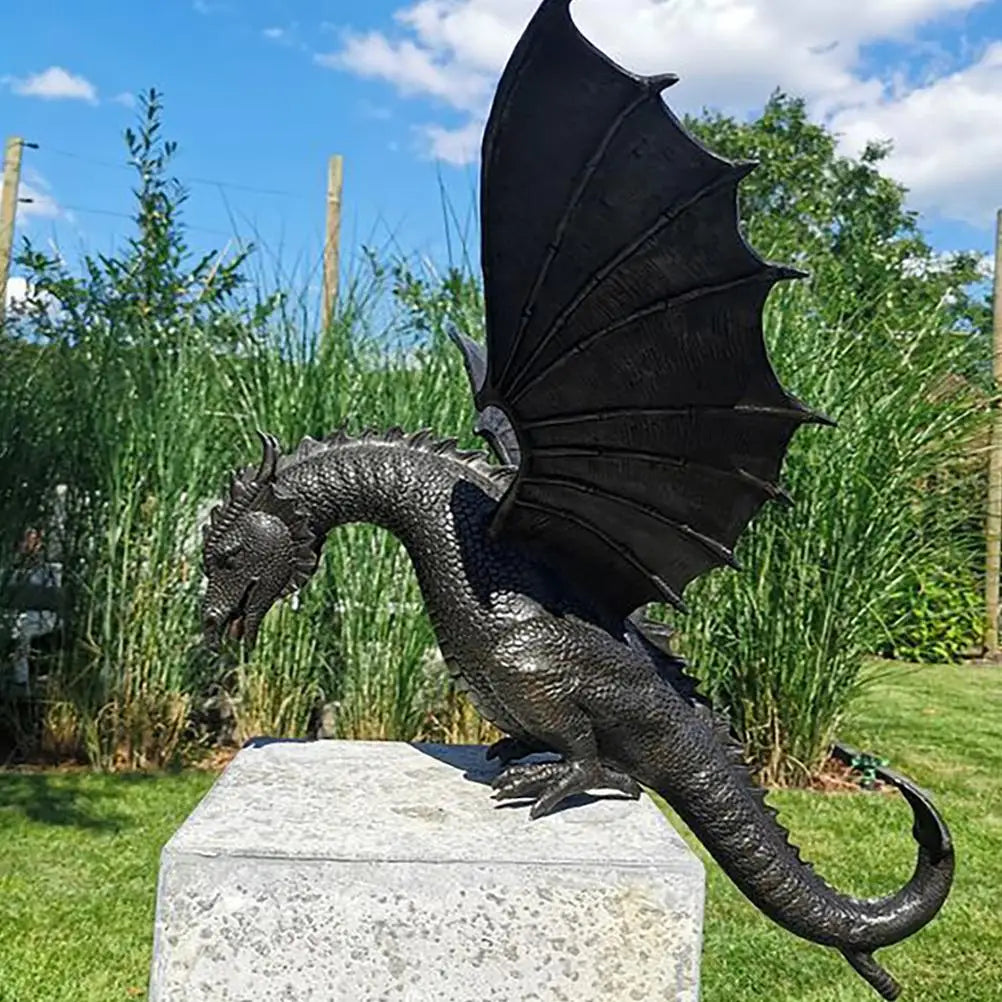 Bronze Resin Fountain Dragon Ornament for Garden Decor