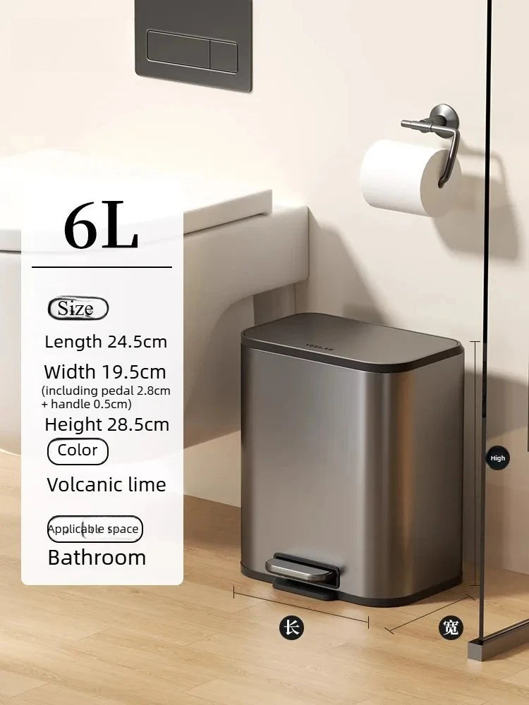 Large Capacity Stainless Steel Kitchen Bin in Italian Style