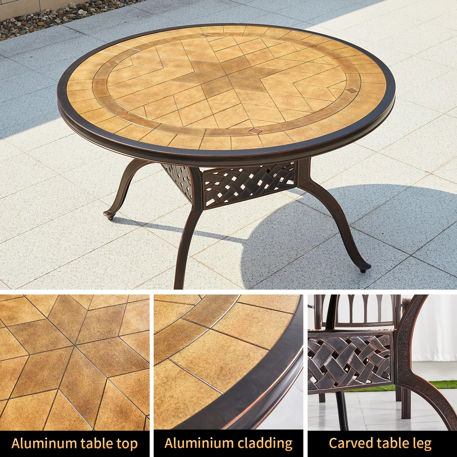 Aluminum Frame Round Bistro Table for Outdoor Dining