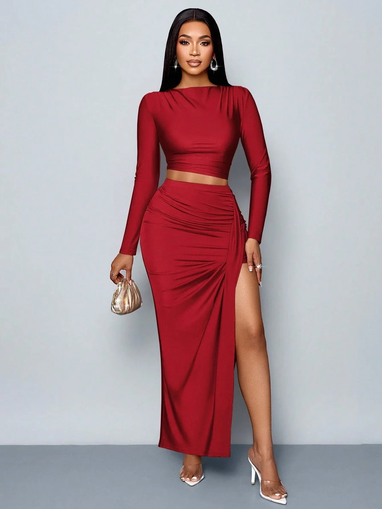 Asymmetric Collar Two-piece Set for Elegant Women