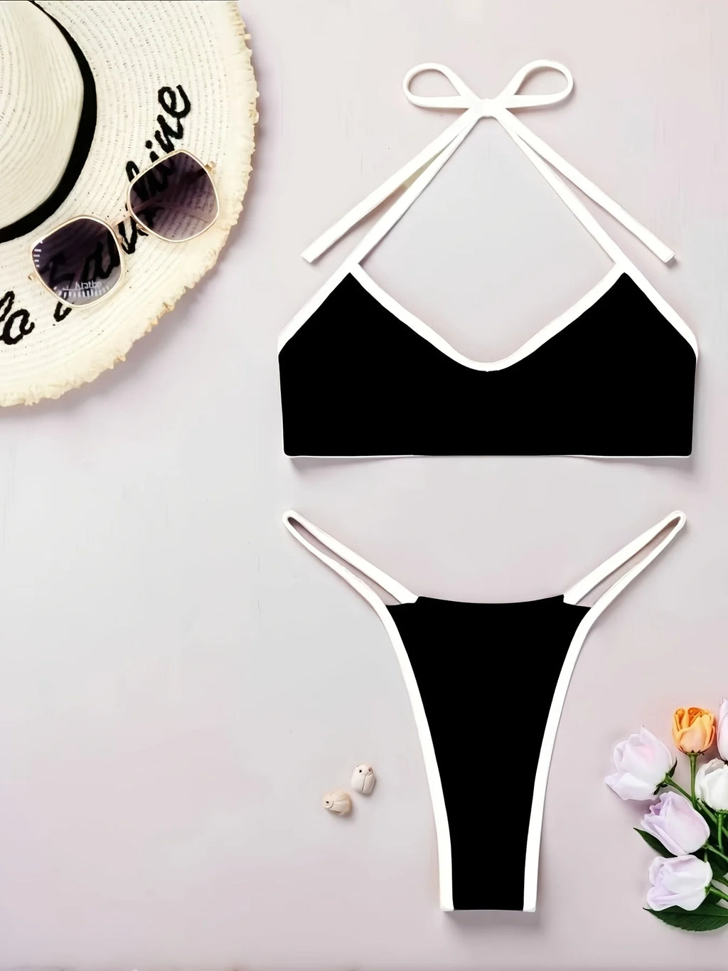 Black and White High Cut Bikini Set for Women 2026
