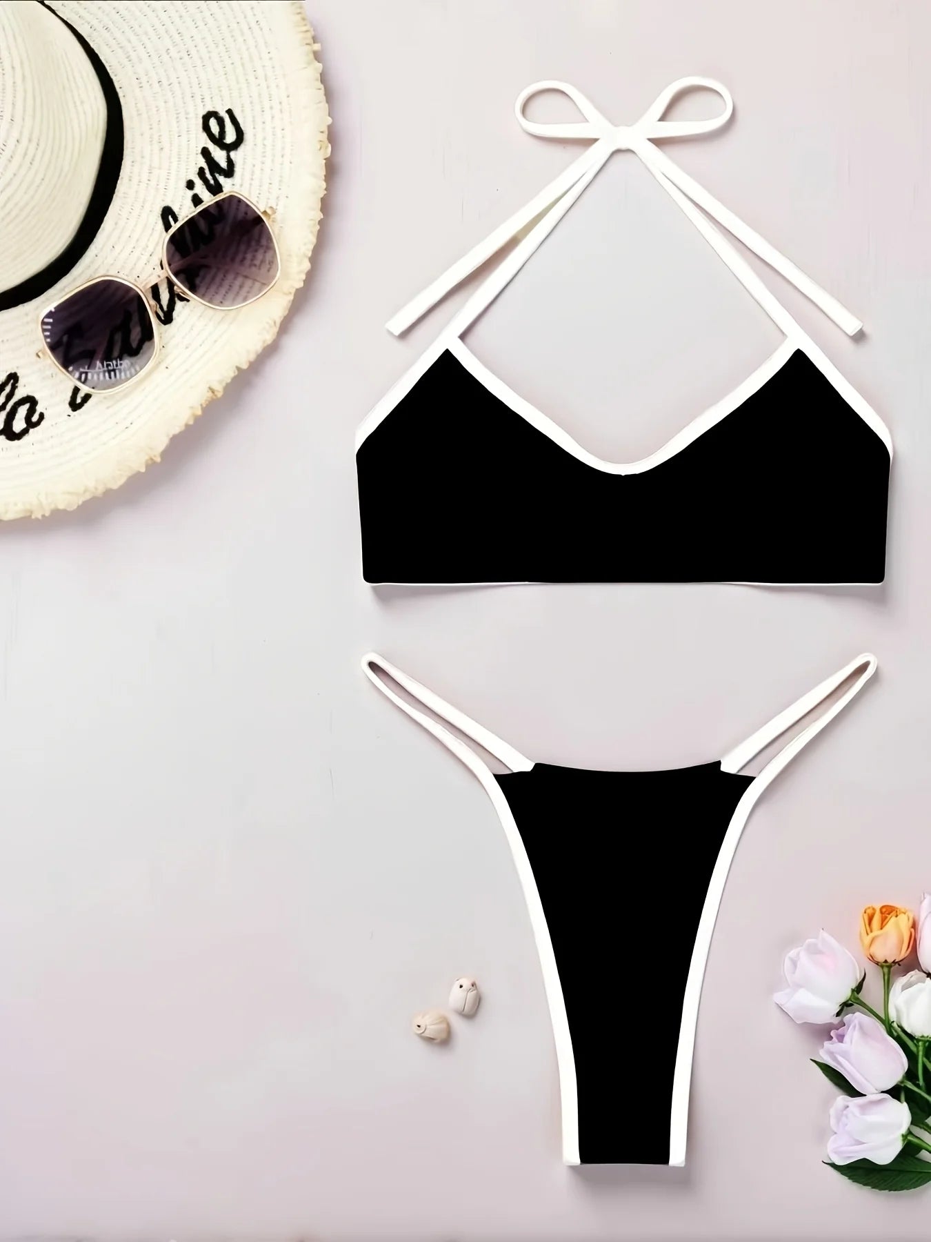 Black and White High Cut Bikini Set for Women 2026