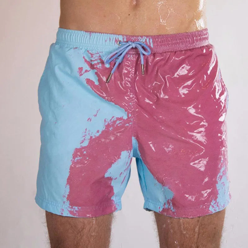 BeckyWalk Mens Color-Changing Swim Trunks Quick Dry Board Shorts