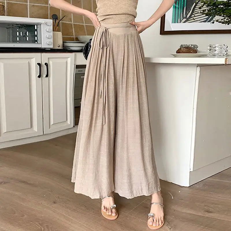 Elegant Wide Leg Pants for Women in Mercerized Cotton
