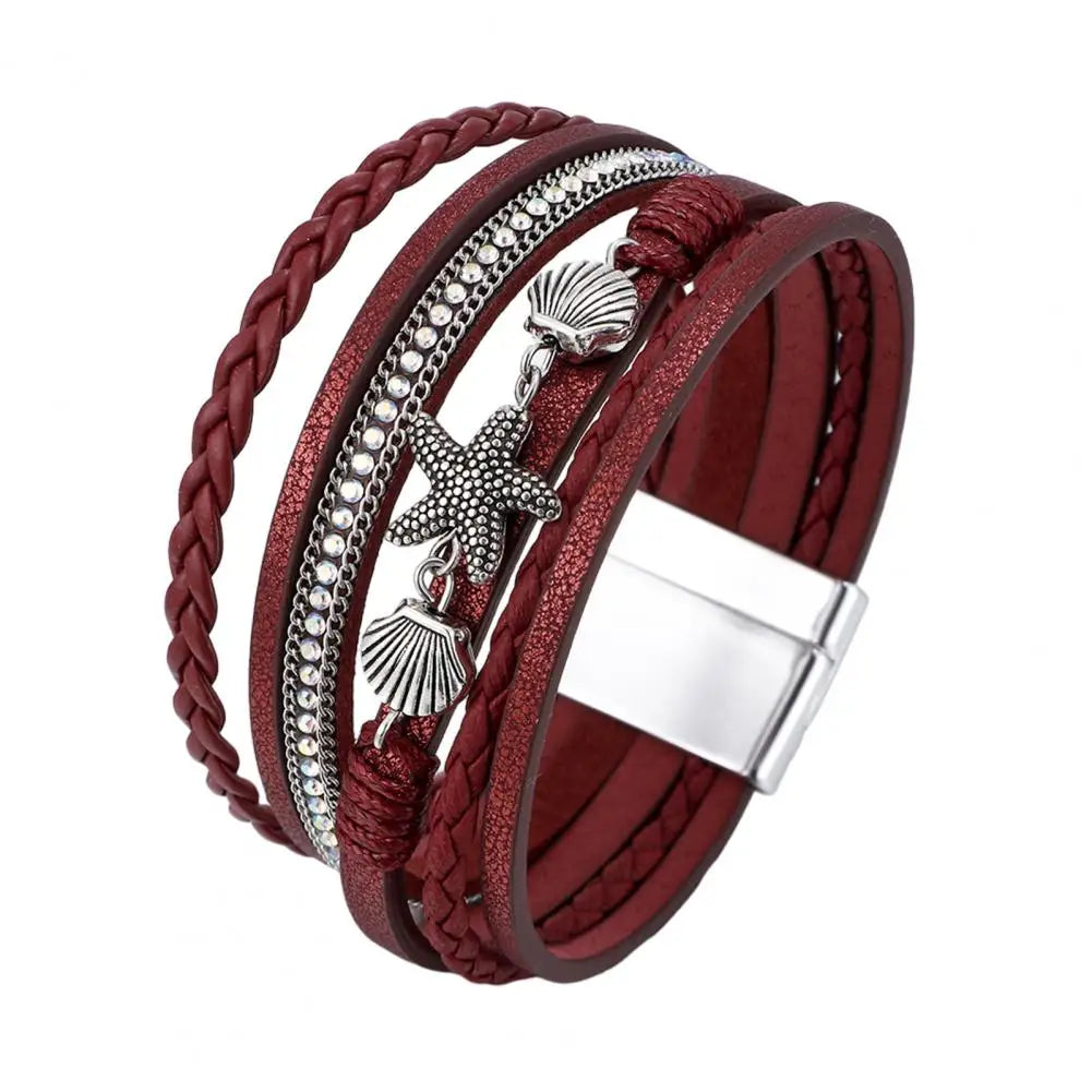 Multi-Layer Bohemian Faux Leather Braided Bracelet for Women