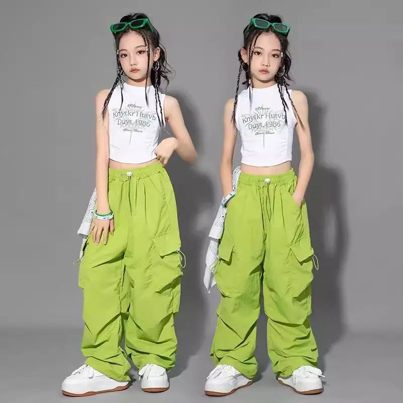 Trendy Girls Cargo Pants for Kids with Pockets 4-6Y