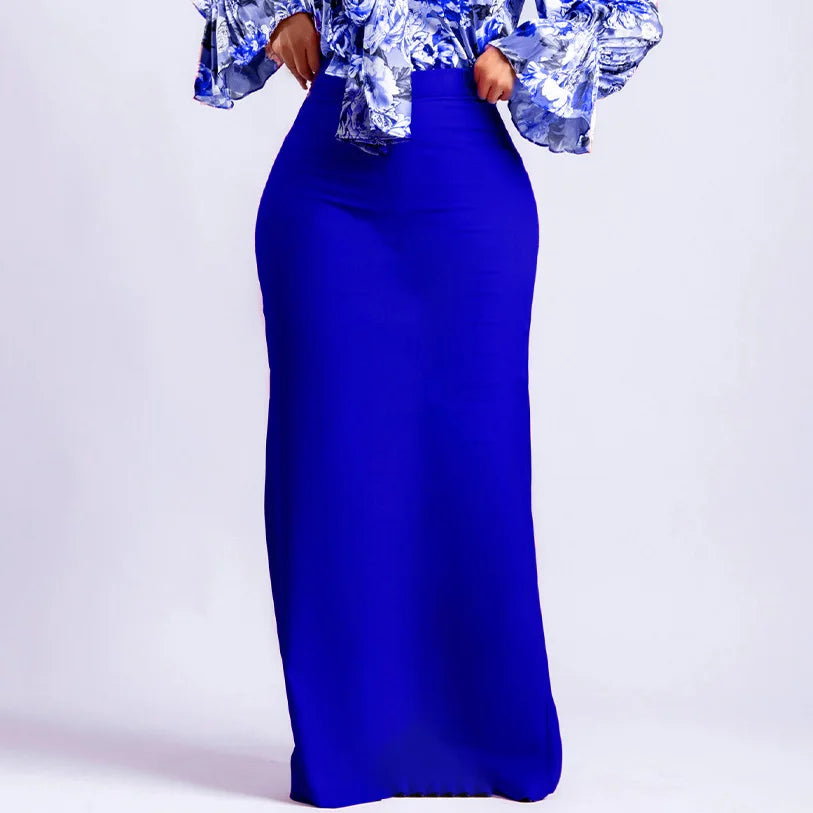 High Waisted Nylon Long Skirt for Women Elegant Floor Length