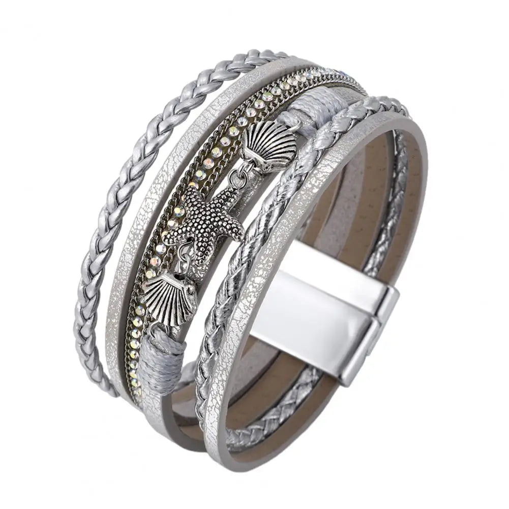 Multi-Layer Bohemian Faux Leather Braided Bracelet for Women
