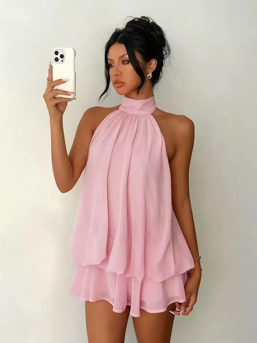 Elegant Women's A-line Beachwear Dress in Polyester