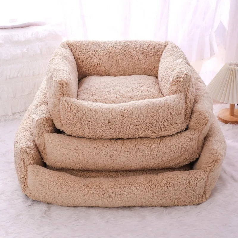 Cozy Plush Sofa Bed for Pets with Removable Cover