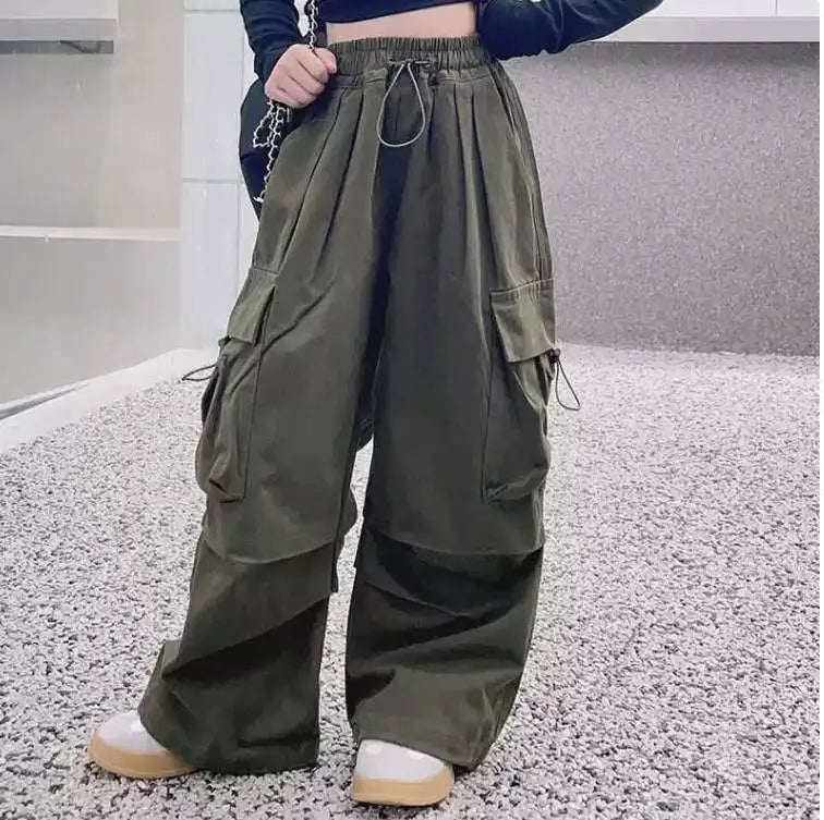 Trendy Girls Cargo Pants for Kids with Pockets 4-6Y