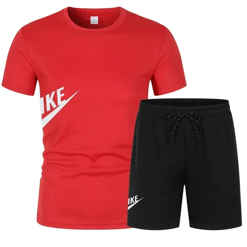 Men's Breathable Polyester Summer T-Shirt and Shorts Set