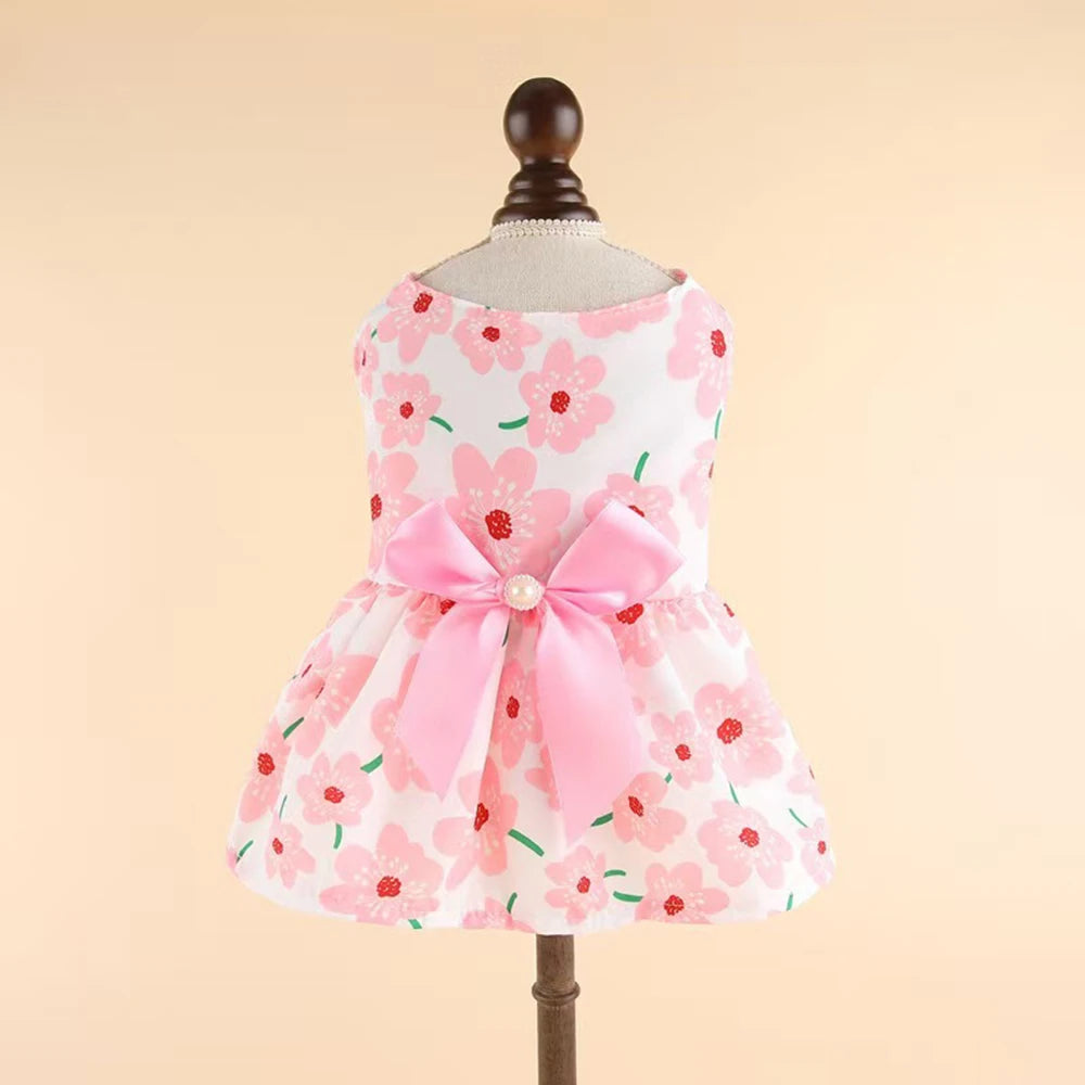 Floral Print Summer Dress for Pets in Lightweight Polyester