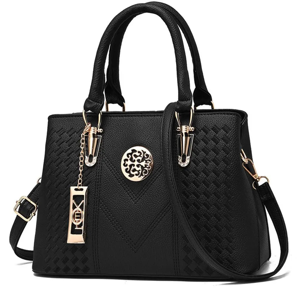 Embroidered PU Handbag for Women - Large Capacity Tote