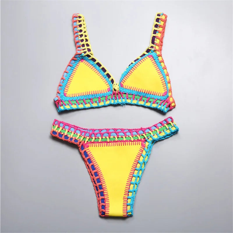 ZYMONDAY Women's Knitted Brazilian Bikini Set for Summer Beach Wear