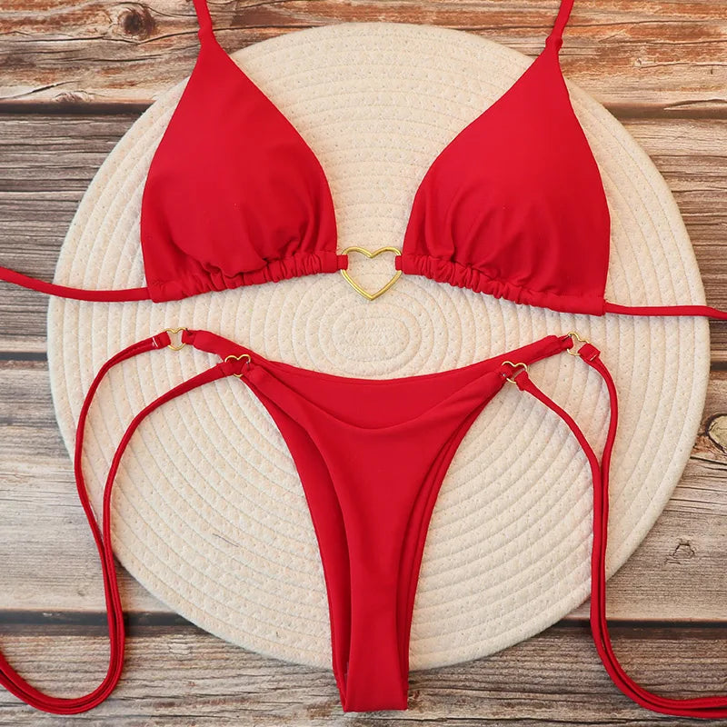 MALEY LifeStyle Women's Brazilian Bikini Set Halter Top Thong