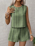 MALEY LifeStyle Striped Sleeveless Two Piece Set for Women