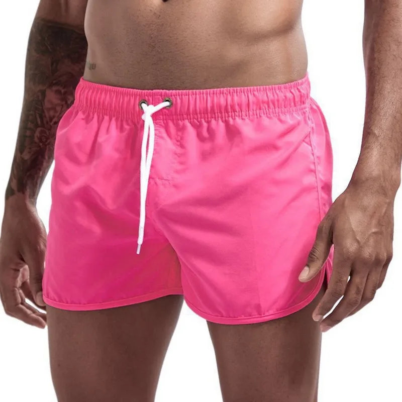 Men's Polyester Swim Trunks for Beach Wear in Solid Colors