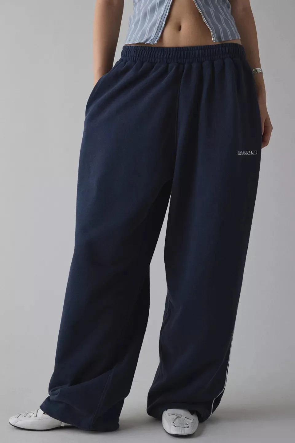 Pink Loose Casual Pants for Women in Cotton Embroidery