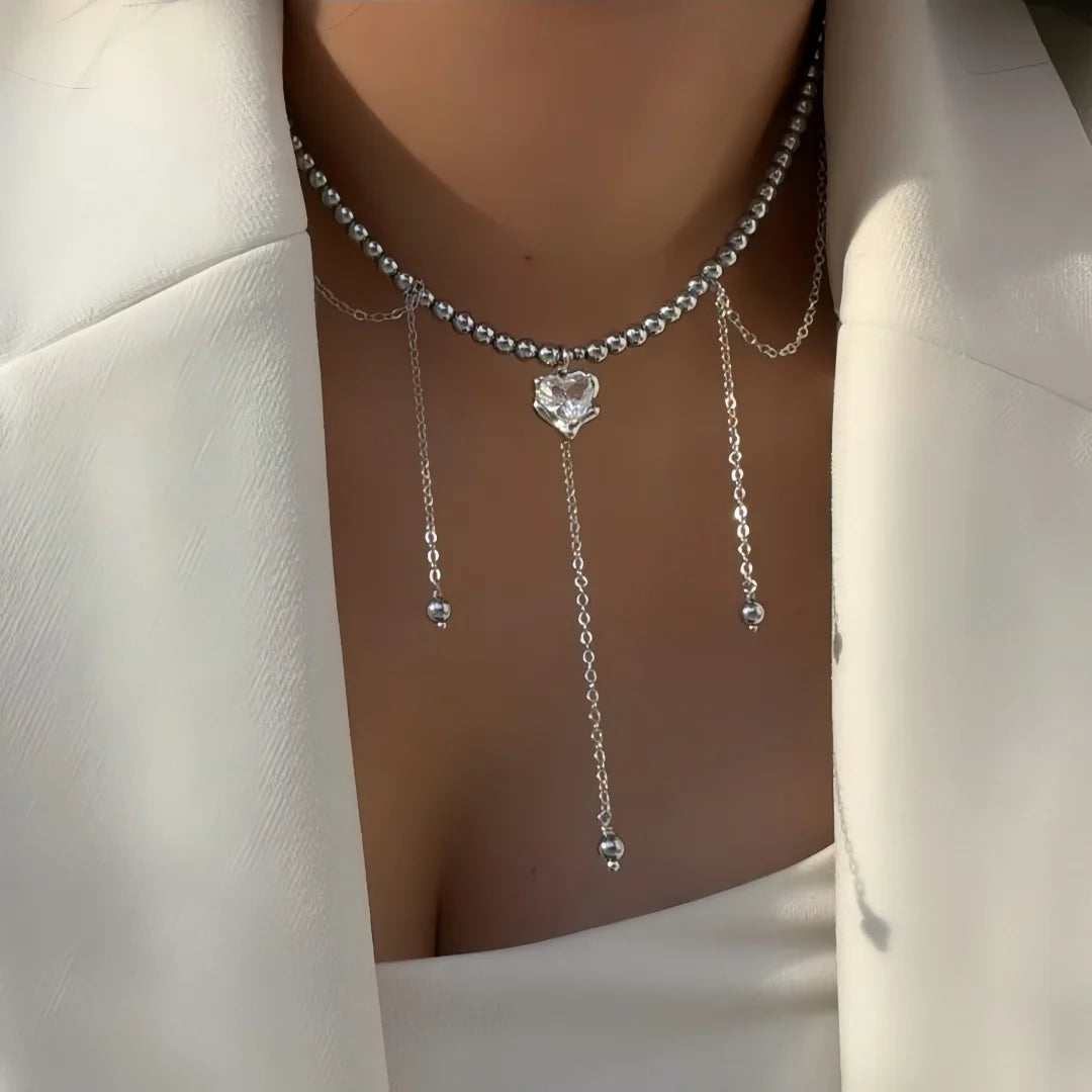 Gold Silver Minimalist Pearl Necklace for Women