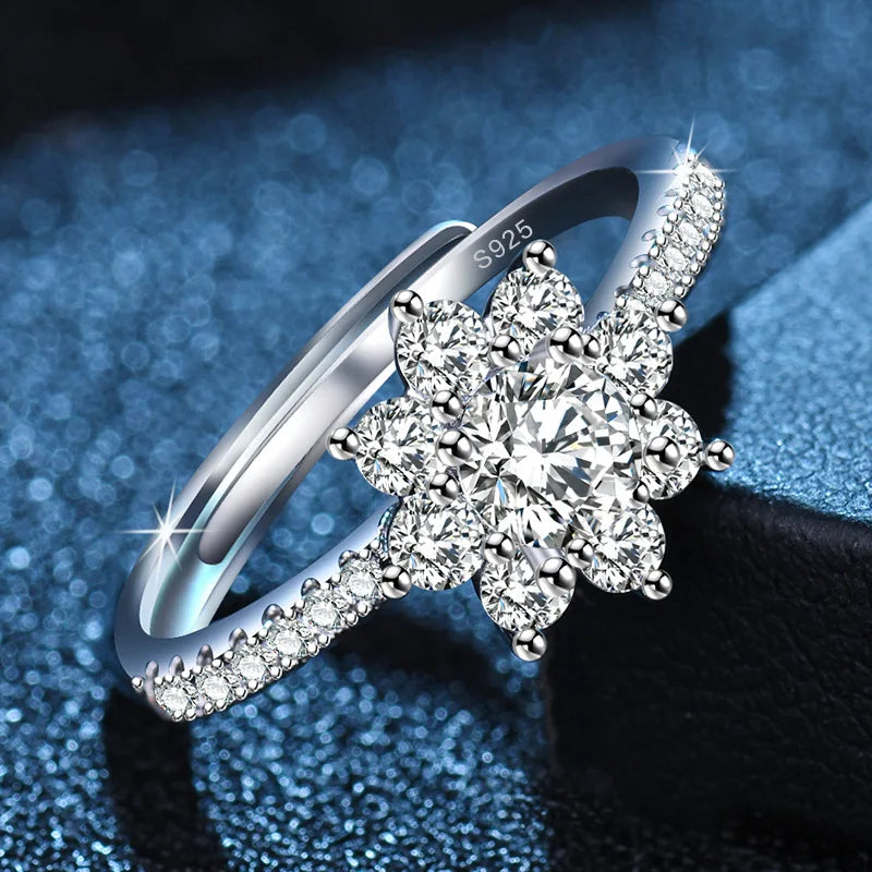 925 Sterling Silver Classic Zircon Ring for Women
