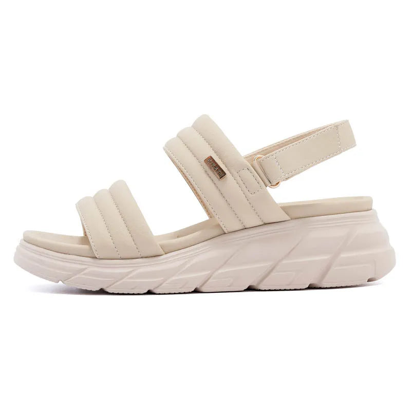 Chamliforve Women's Platform Wedge Sandals in Grey, Apricot, Black