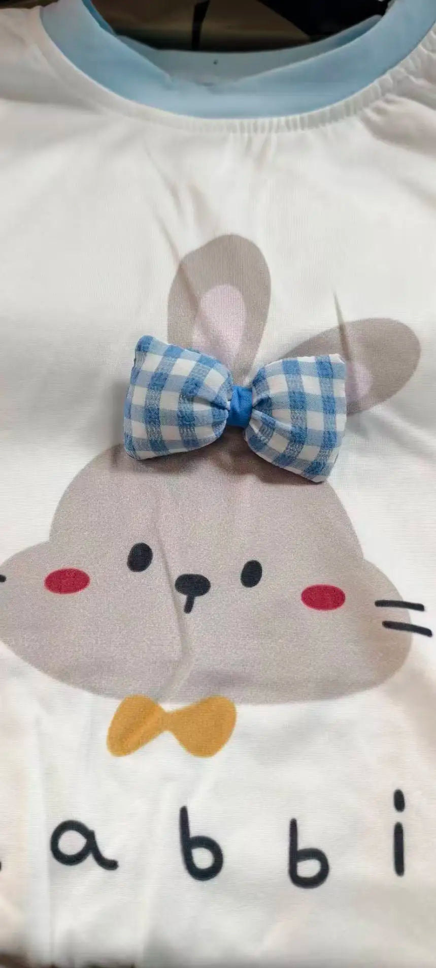 Cute Cartoon Summer Short-Sleeve Tops for Girls in Blue and Pink