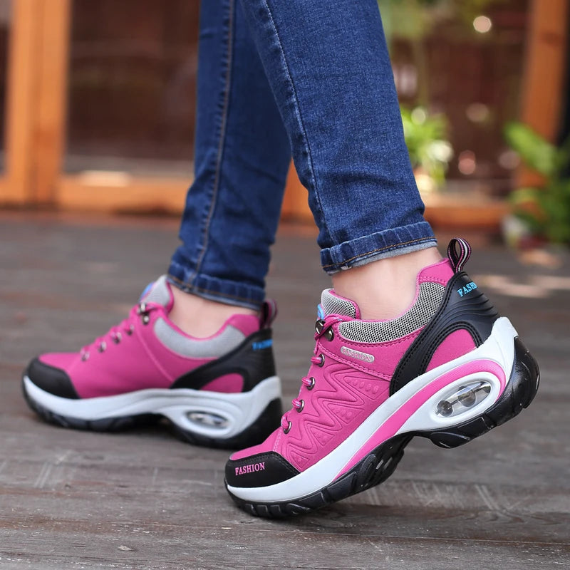 Luxury Women's Platform Sneakers in Microfiber with Lace-Up Closure