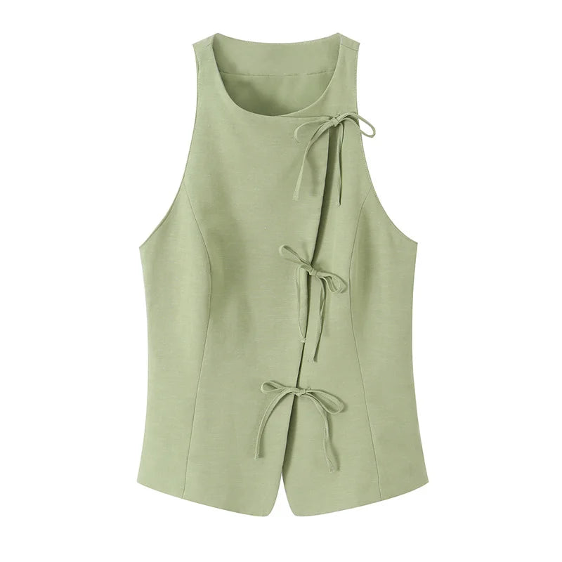 Guobioziy Women's Summer Halter Top with Bow Decoration