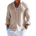 Men's Casual Long Sleeve Polyester Shirt for Spring and Summer