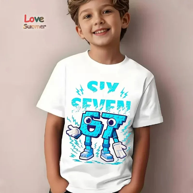 Boys Casual Cotton T-Shirt 67 Number Print for Ages 4-6