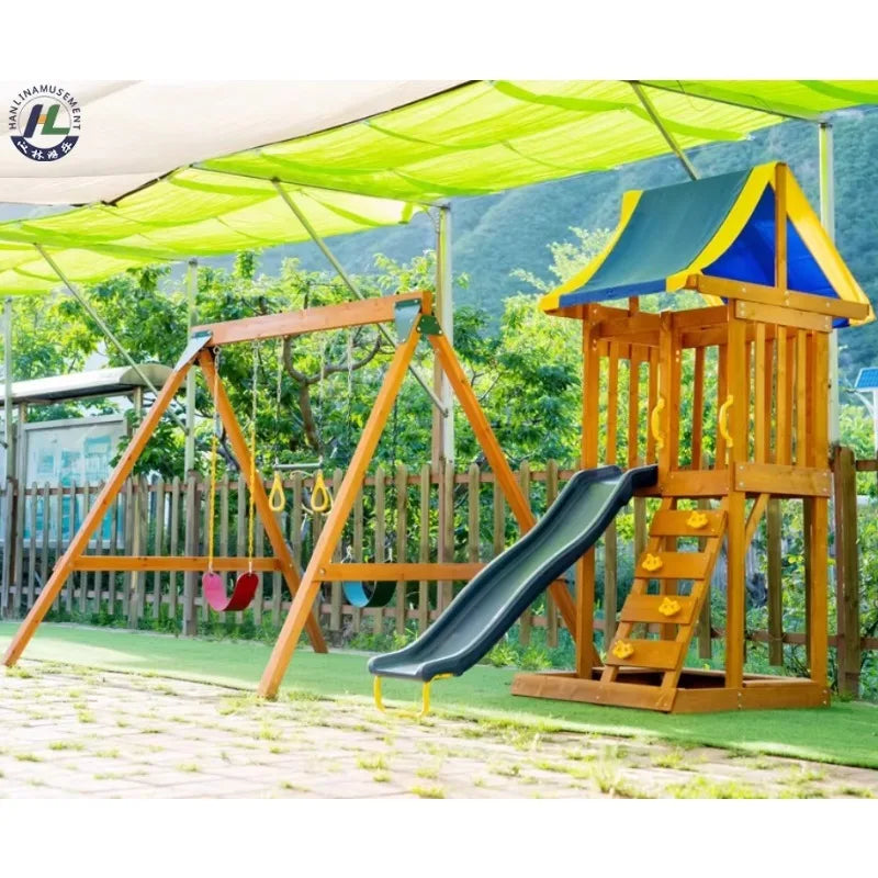 Outdoor Wooden Playhouse for Kids by Hanlin
