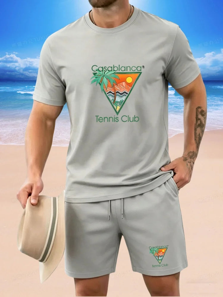2026 New Trendy Men's Casual Set: A Simple and Stylish Short Sleeved Breathable Top and Pants Two-piece Set, Easy and Versatile