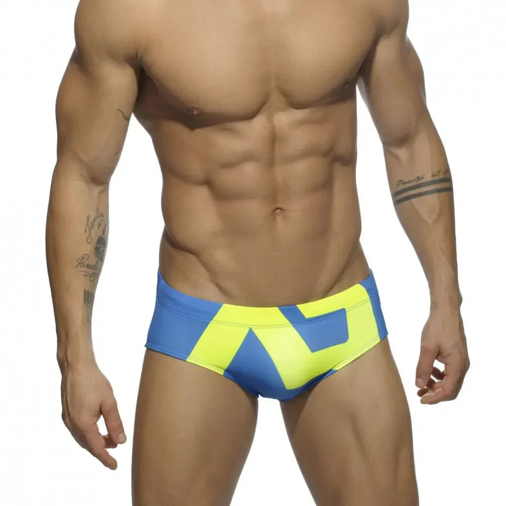 Men's Low Rise Swimming Briefs with Letter Print Design