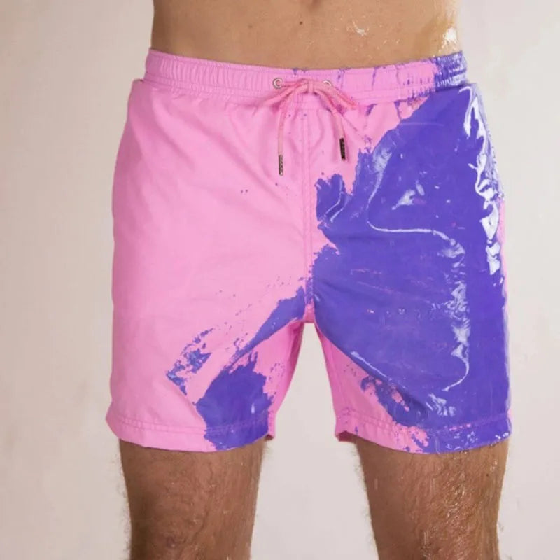 BeckyWalk Mens Color-Changing Swim Trunks Quick Dry Board Shorts