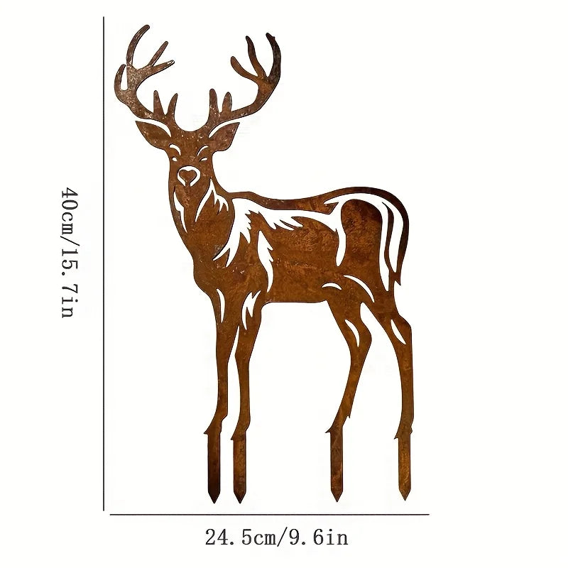 Elegant Metal Deer Garden Statue for Christmas Decoration