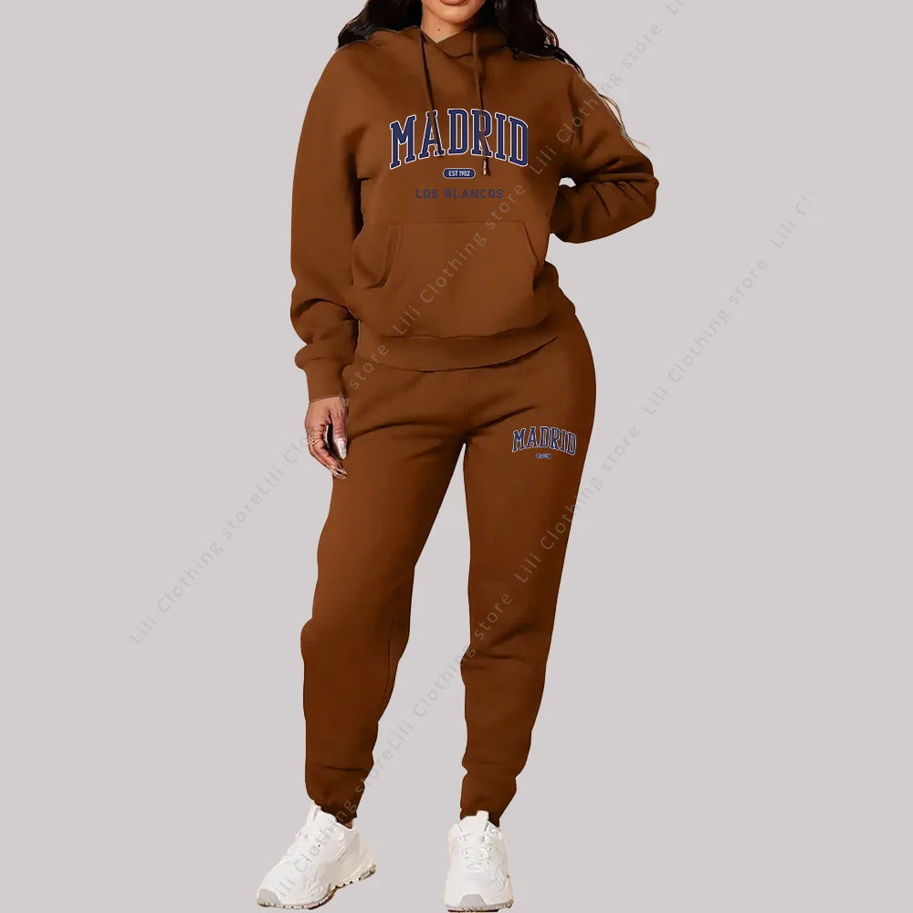 Stylish Women's Hooded Tracksuit Set for Autumn Winter Sports