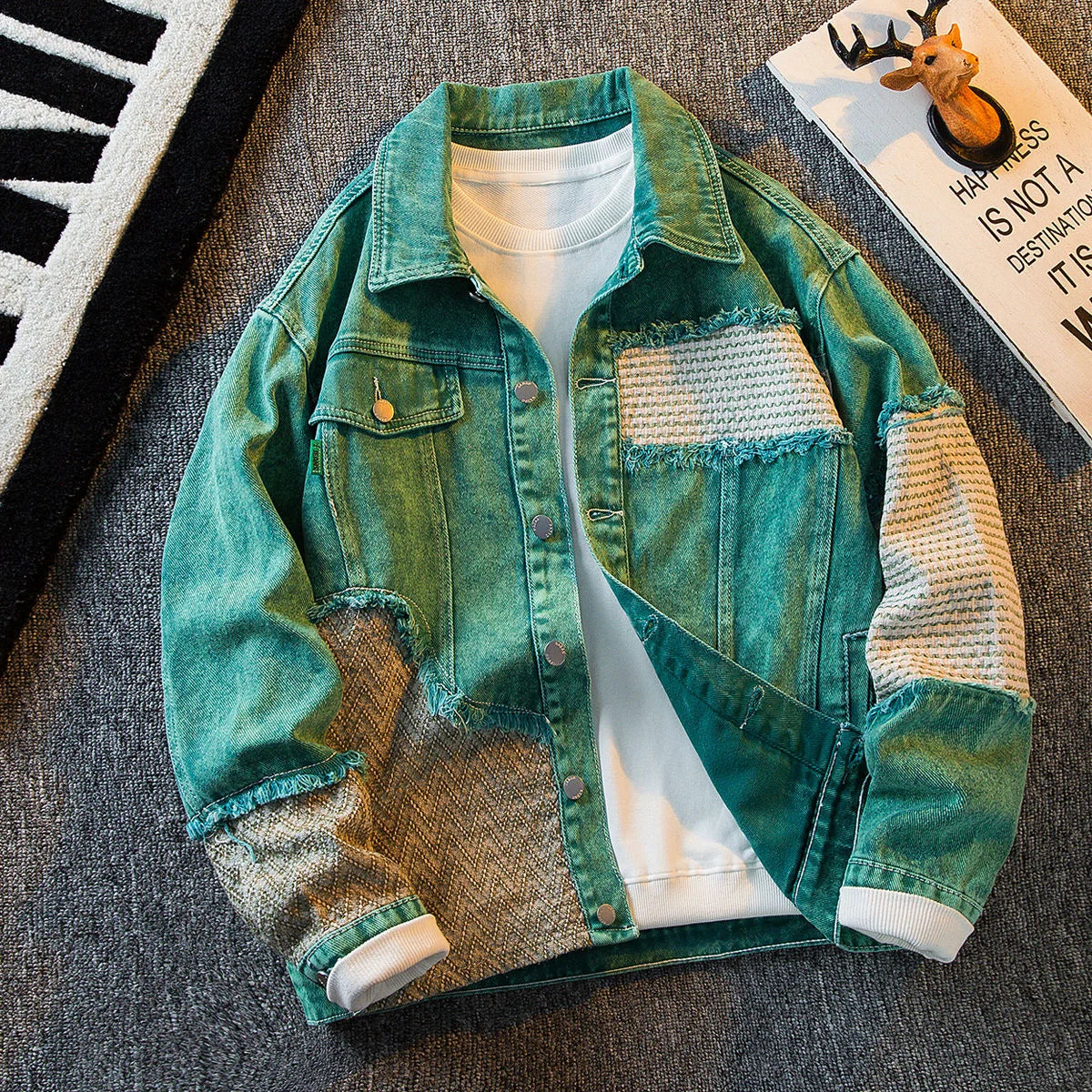 2024 Spring and Autumn Fashion Vintage Plus-Size Jacket Men's Casual Relaxed Comfortable Breathable High-Quality Denim Jacket