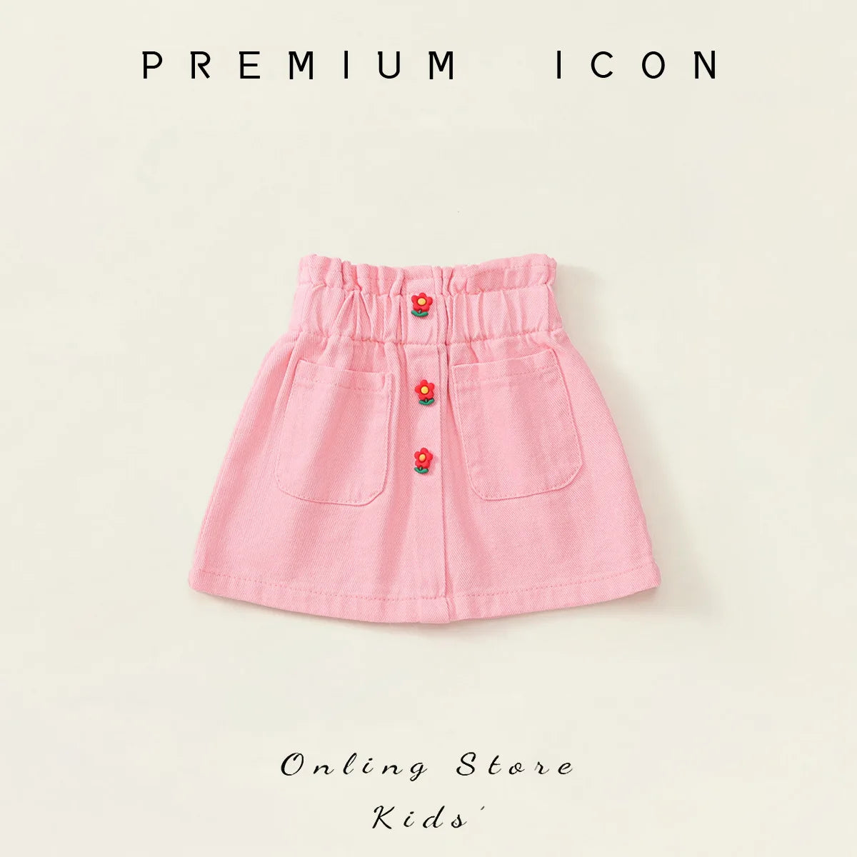 Girls' High Waisted Denim Midi Skirt for Summer 2025