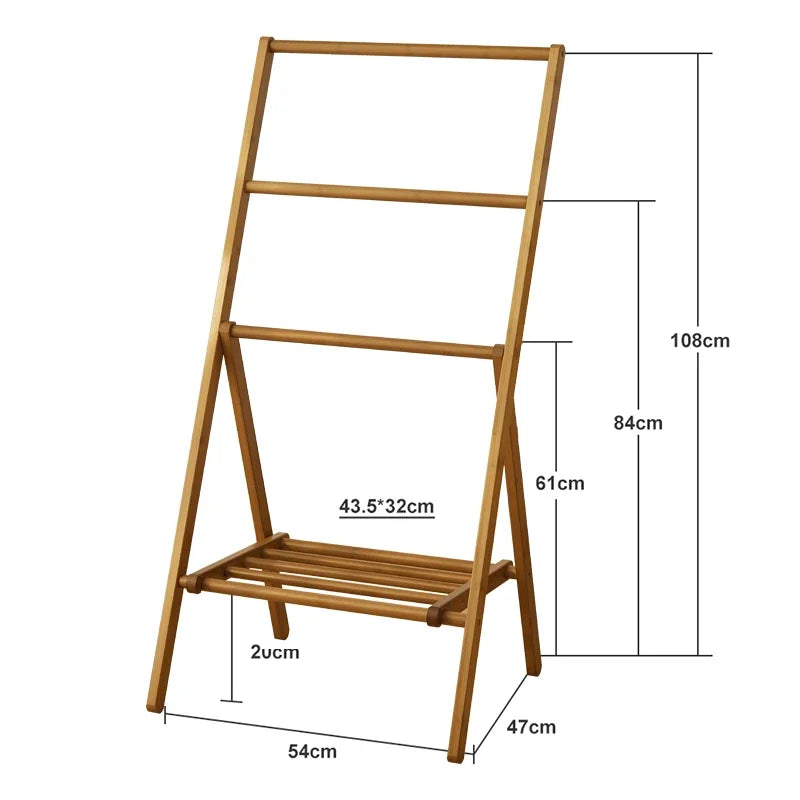 Brown Bamboo Bedside Clothes Rack for Bedroom Organization