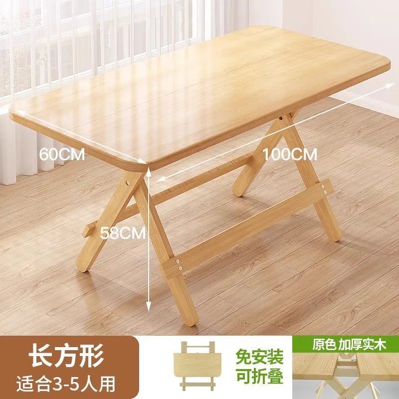 Solid Wood Foldable Dining Table for Small Spaces