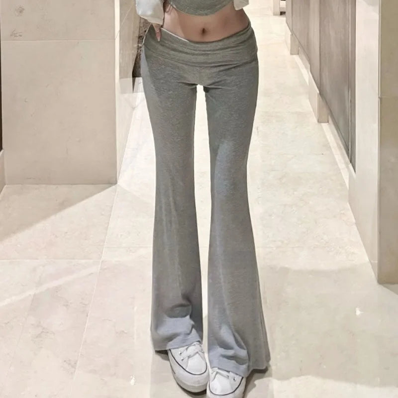Flared Low Waist Casual Pants for Women by MALEY LifeStyle
