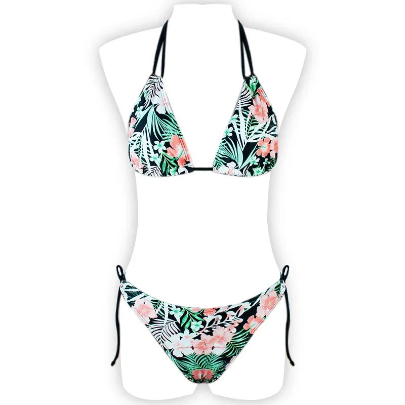 Floral Print Push Up Bikini Set for Women in Polyester Blend
