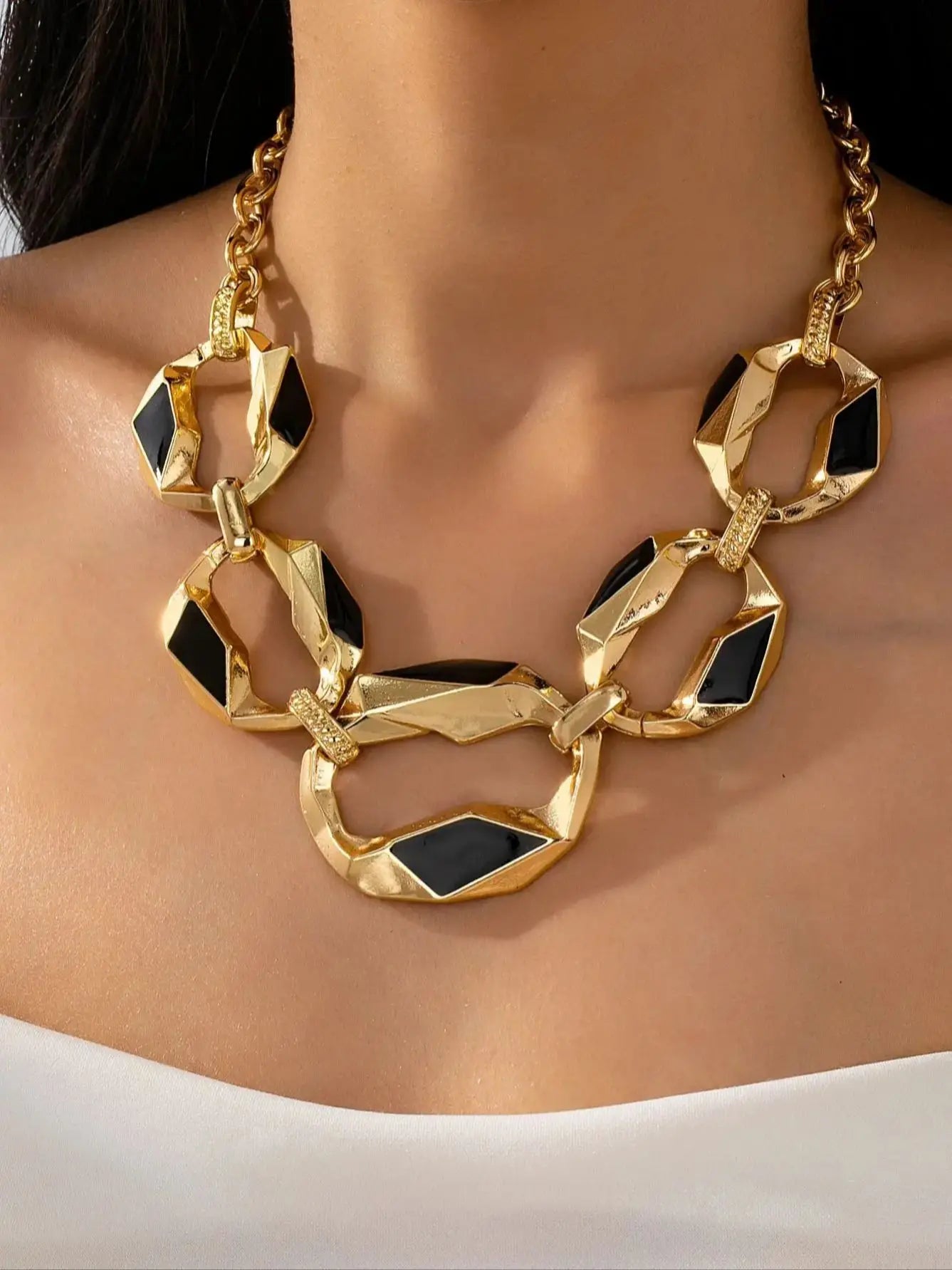 Geometric Metal Necklace for Women in Hiphop Style