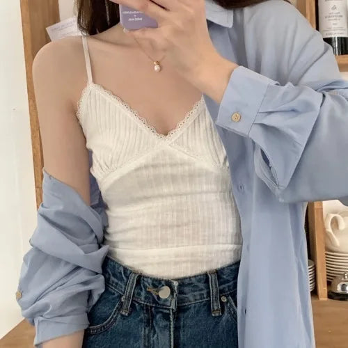 Lace Cami Top for Women Slim Fit Summer Layering Vest