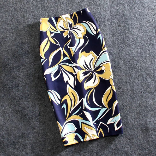 Casual Print Pencil Skirt for Women in Cotton and Polyester