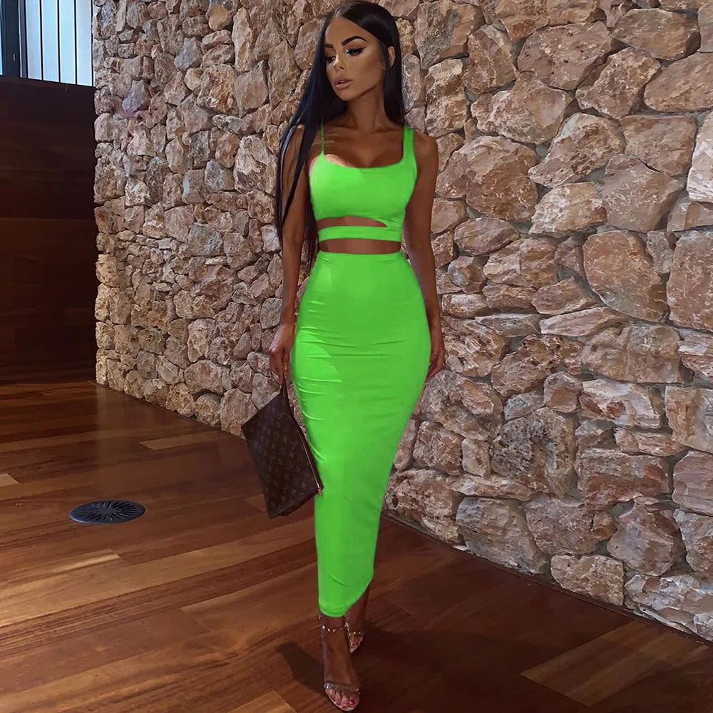Stylish Polyester Two-Piece Mini Dress for Women